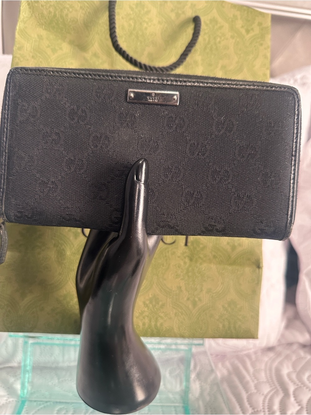 Gucci Black GG Signature Zip-Around Continental Wallet